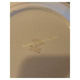 Stoneware plates, milk glass mixing bowl,