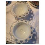 2 Anchor Hocking lace edge Old Colony bowls, 7"