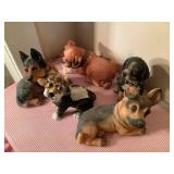 5 Dog resin figurines