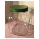 Vtg  glass canister jar, 8.5"H