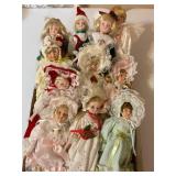8+ porcelain dolls, 8" tall