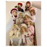 8+ porcelain dolls, 8" tall