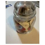 Jar of buttons 5" tall