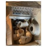 Misc PVC Pipe, joints, & auger, chimney top