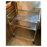 Metal cart w/3 glass shelves, 16x23x28", on
