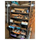 Metal Shelf w/ contents electrical cords, metal