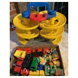 Plastic race track & cars, etc., 15x14"