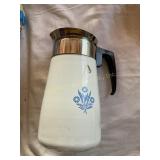 Corning ware, blue corn, fire, 9 cup coffee pot,