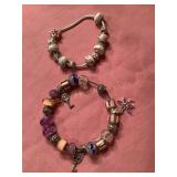 2 handmade beaded bracelets, 6 beads marked 925