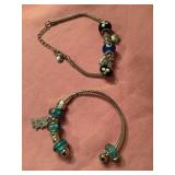 2 handmade beaded bracelets, 2 & 3 beads marked