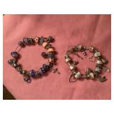 2 handmade beaded bracelets, 8 beads marked 925