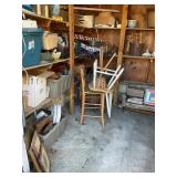 Contents of three shed walls, chairs, LP r