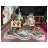 Christmas villages pieces, some missing cords &