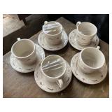5 Sets Longaberger cups & saucers, woven