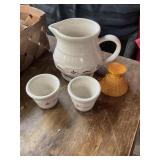 Longaberger pitcher, votives, etc. woven
