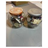 2 jars of buttons, 5" tall
