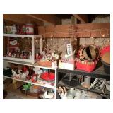 2 shelves with contents - Christmas decor,