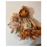 Onion skin look doll & small doll, 10" tallest