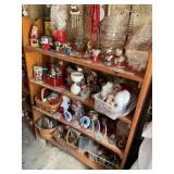 Contents of shelf, holiday decor, metal,