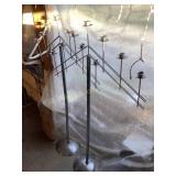 2 Metal chrome floor candelabras 4 ft,