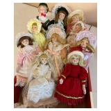 8+ porcelain dolls, 8" tall