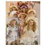 8+ porcelain dolls, 8" tall