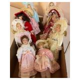 8+ porcelain dolls, 8" tall