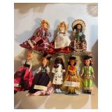 8 Blue Bonnet Dolls of the World , 8" tall