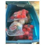 Plastic tote with Christmas decor-red satin