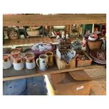 Shelf contents - ceramic angels,plates,mini b