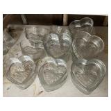 21 Glass heart shaped centerpiece bowls, 6"D