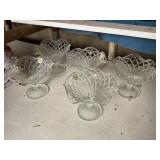 5 Williams Sonoma glass pedestal bowls, 6x5"H