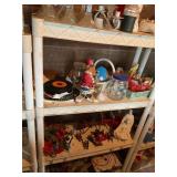 Shelf with contents, candleholders, holiday, d