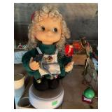 Contents of shelf, holiday decor, candleholders,