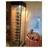 Glass Display case, w/light & turning shelves,