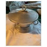 Nasco hammered metal serving bowl with lid, 7"D,