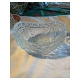 L E Smith clear, cut glass bowl with salt tooth