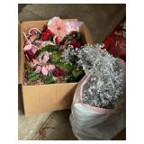 Misc. silk flowers & garland, victorian o