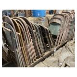 35+ Metal chair on pull cart, 100", shows wear