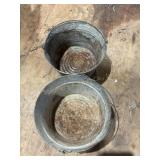 2 Galvanized bucket, 14.5x9, one has hole