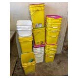 15+ square buckets, some lids