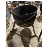 Cast iron butchering kettle with stand, 23.5"D