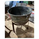Cast iron butchering kettle with stand,  26"D