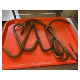 7 Meat butchering hooks, largest is 12"