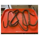 6 Meat butchering hooks, largest is 12"