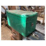 Vtg green storage ottoman, 29x17x15, shows wear