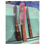 3 Butchering knives, longest is 10.5"