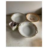 3 Vtg serving bowls & shaving mug,  Nippon,
