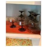 10  Glass smoke sherbert footed glasses