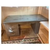 Large metal desks/contents,  w/glass top,